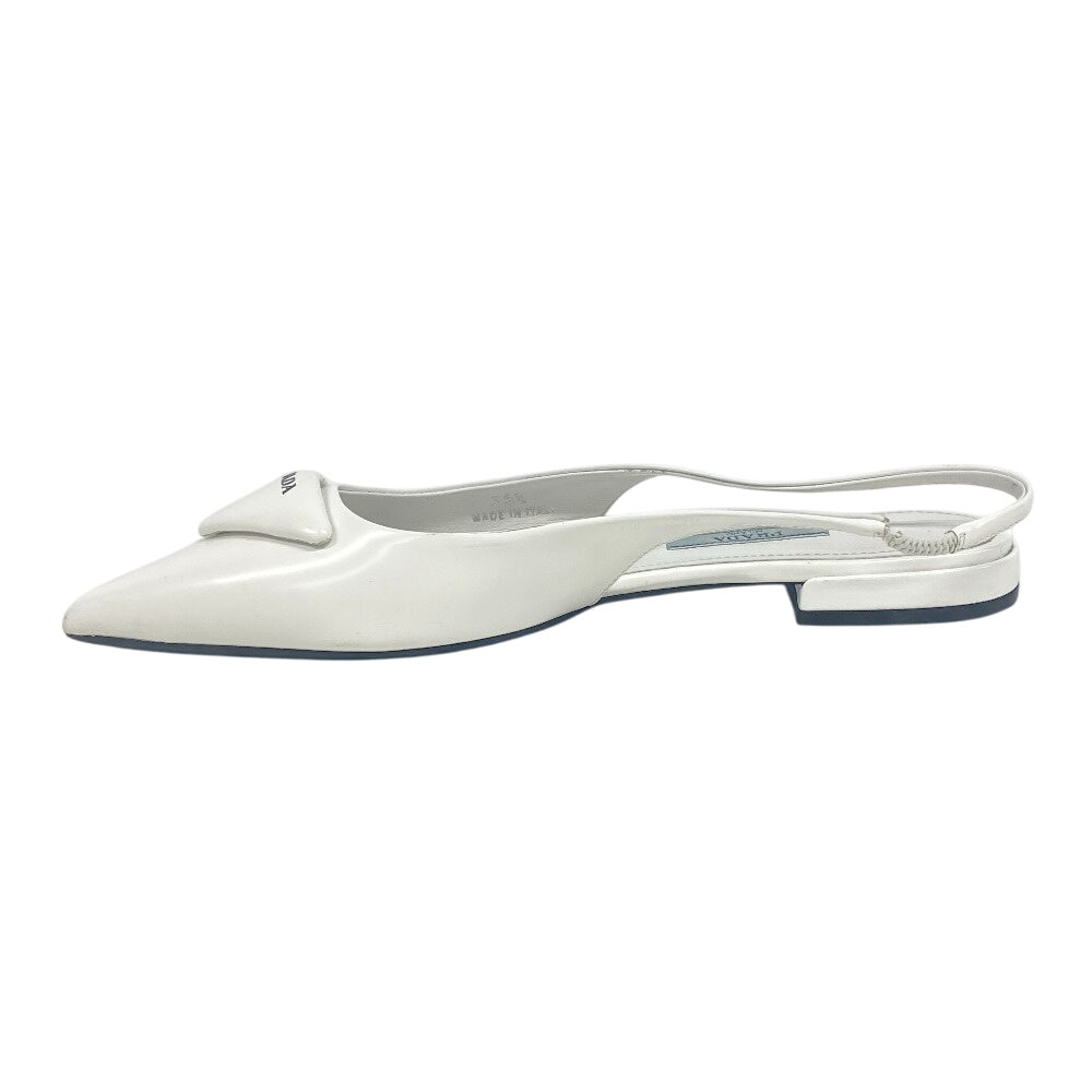 PRADA pumps leather Ivory Triangle logo Women 35