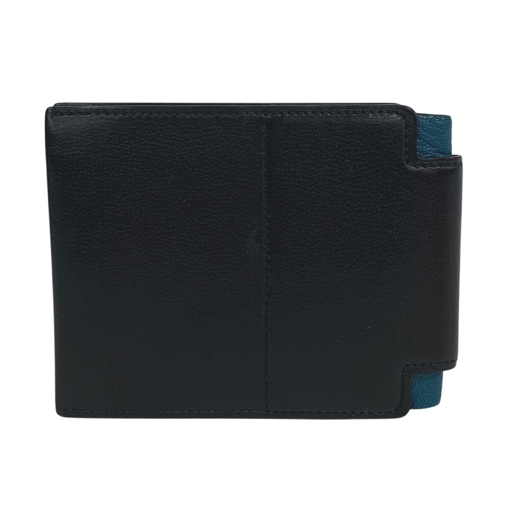 HERMES Bifold Wallet leather black Made in 2021 H Sport Compact mens