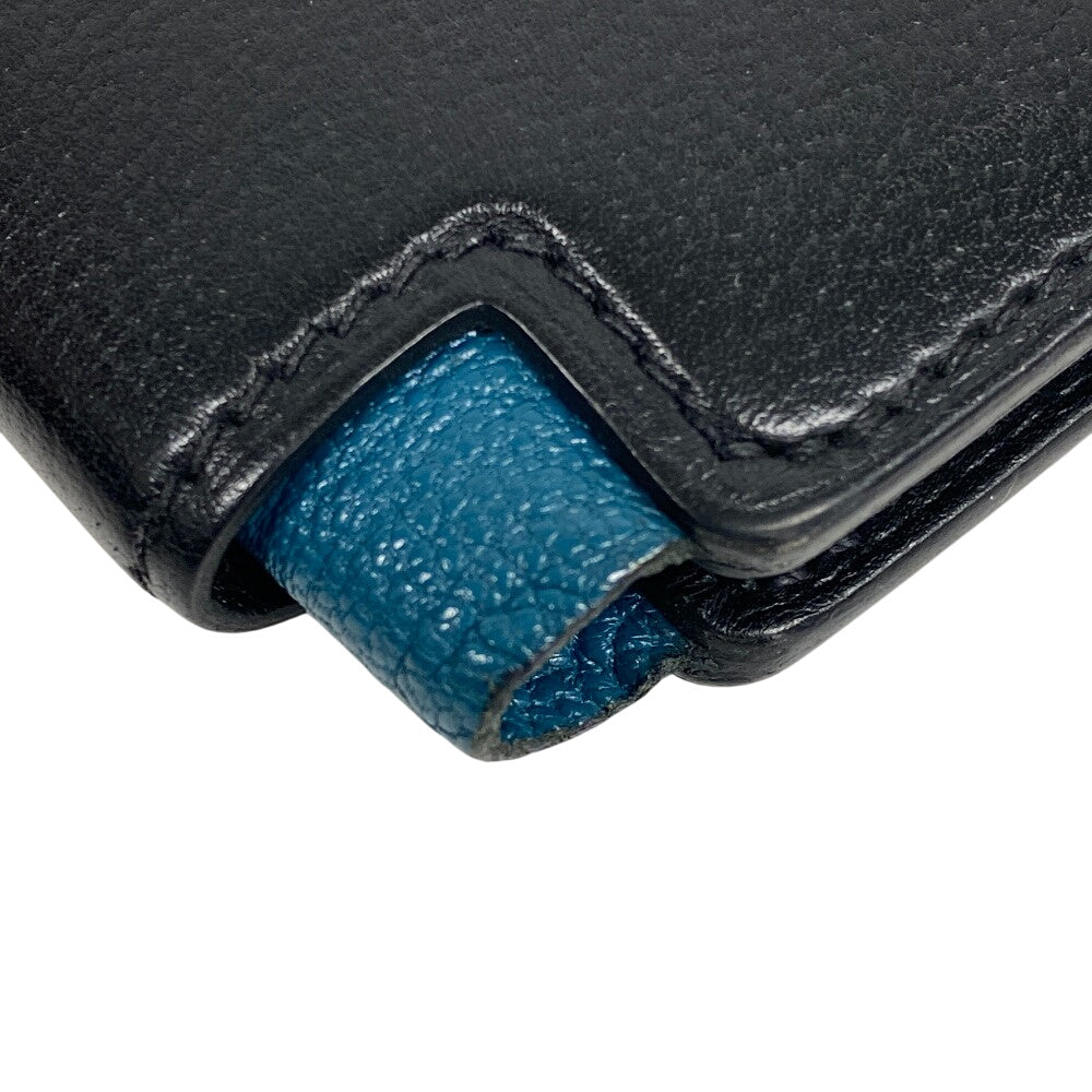 HERMES Bifold Wallet leather black Made in 2021 H Sport Compact mens