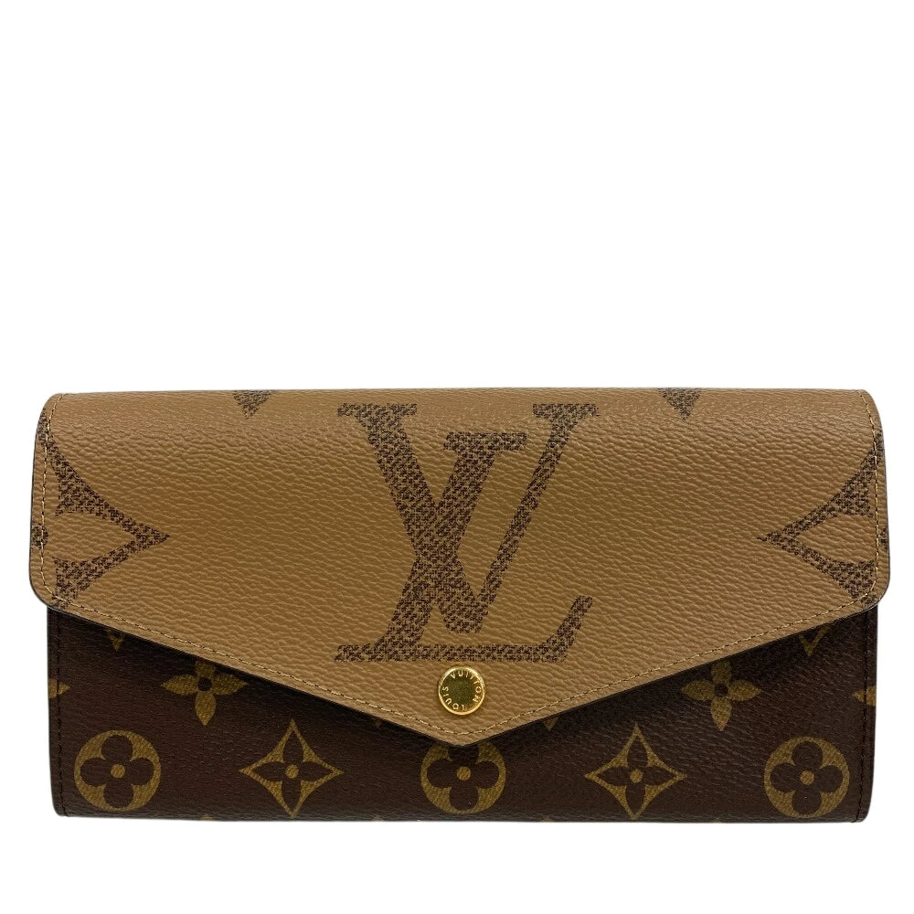 LOUIS VUITTON Long Wallet Purse M80726 leather Brown Monogram giant reverse Portofoy Yu Sarah