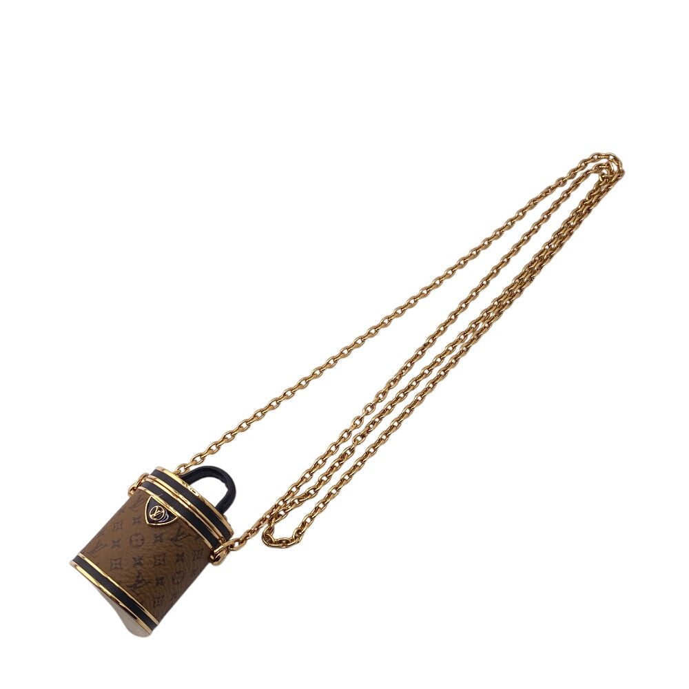 LOUIS VUITTON Necklace M80253 leather Brown Reverse Monogram micro cannes