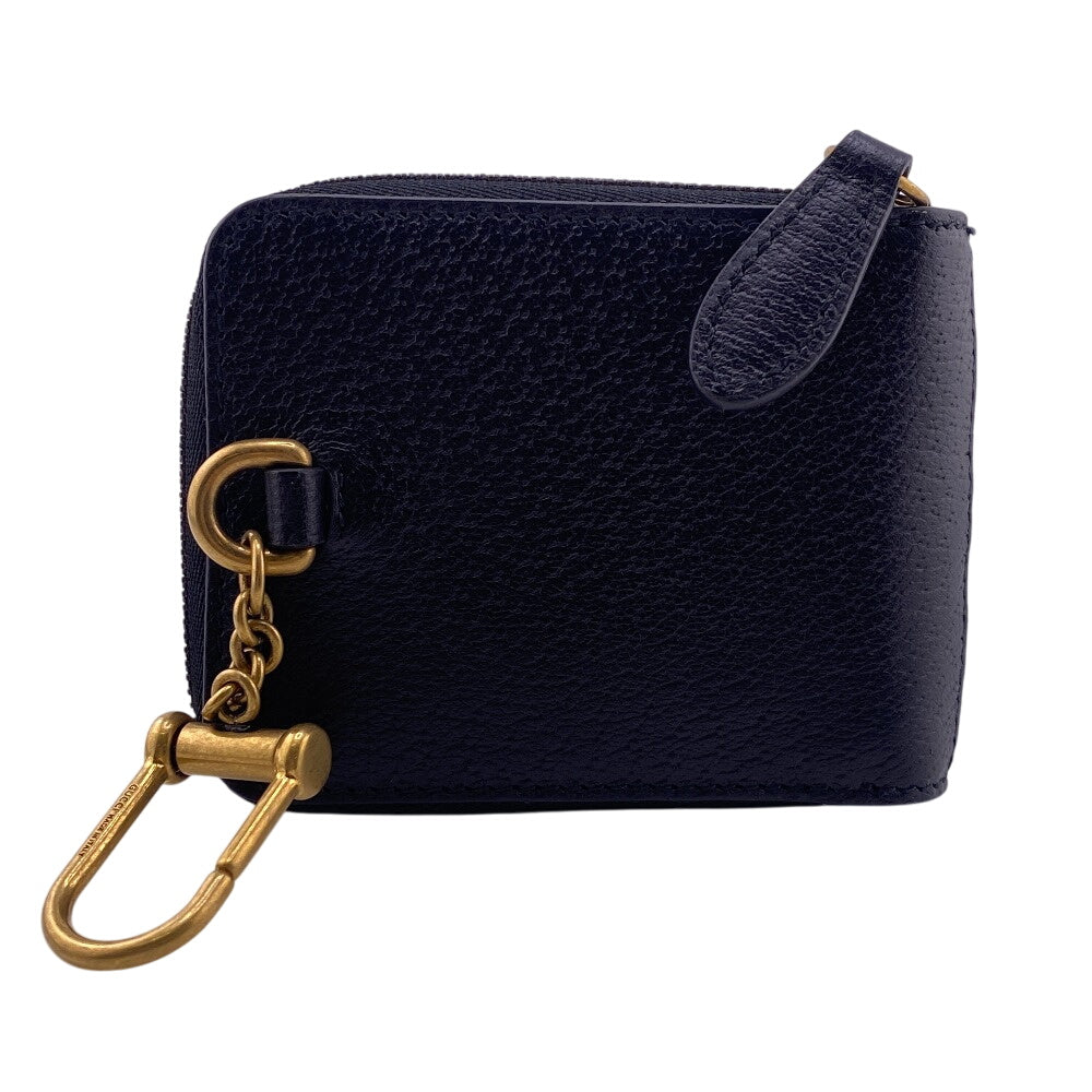 GUCCI Coin case 721903 leather black Trefoil Leather Shoulder Pouch