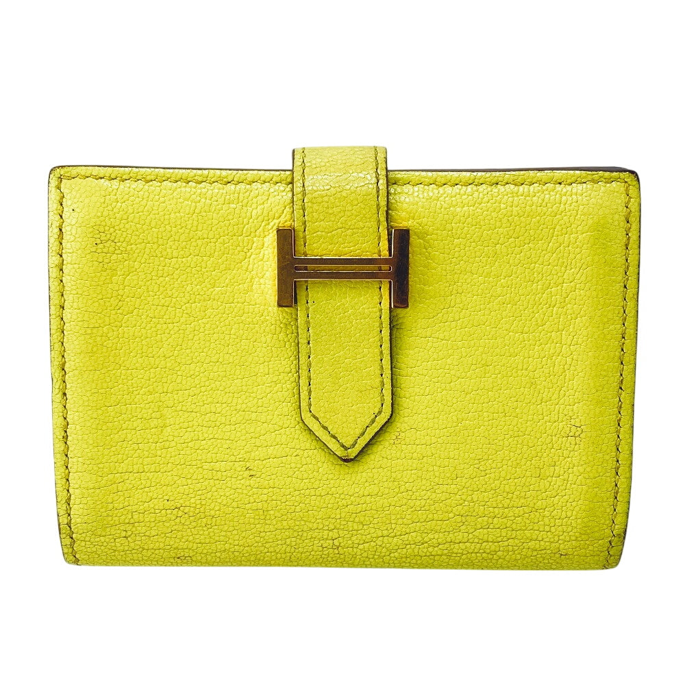 HERMES Card Case Chevre Misol yellow Baan Women(Unisex)