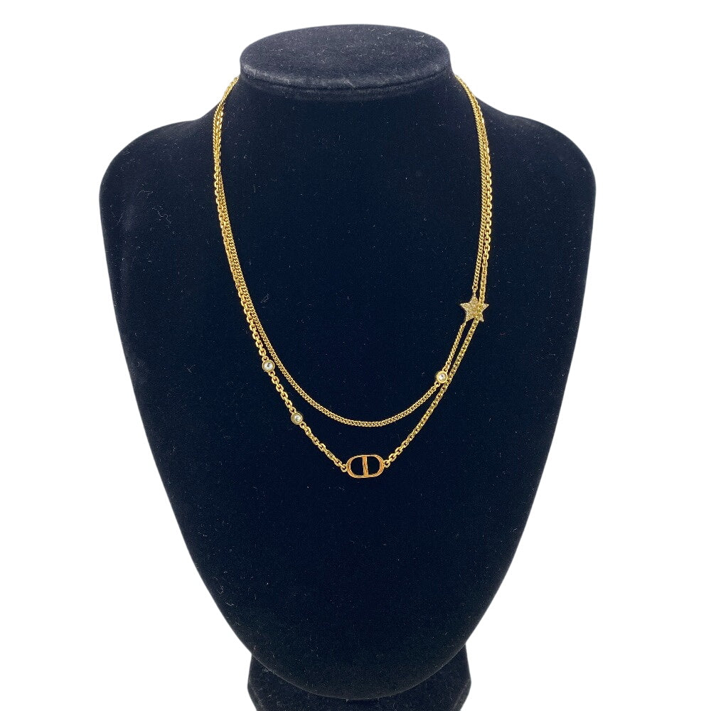 Dior Necklace Metal, Crystal gold double Star Petit CD Petit CD Women