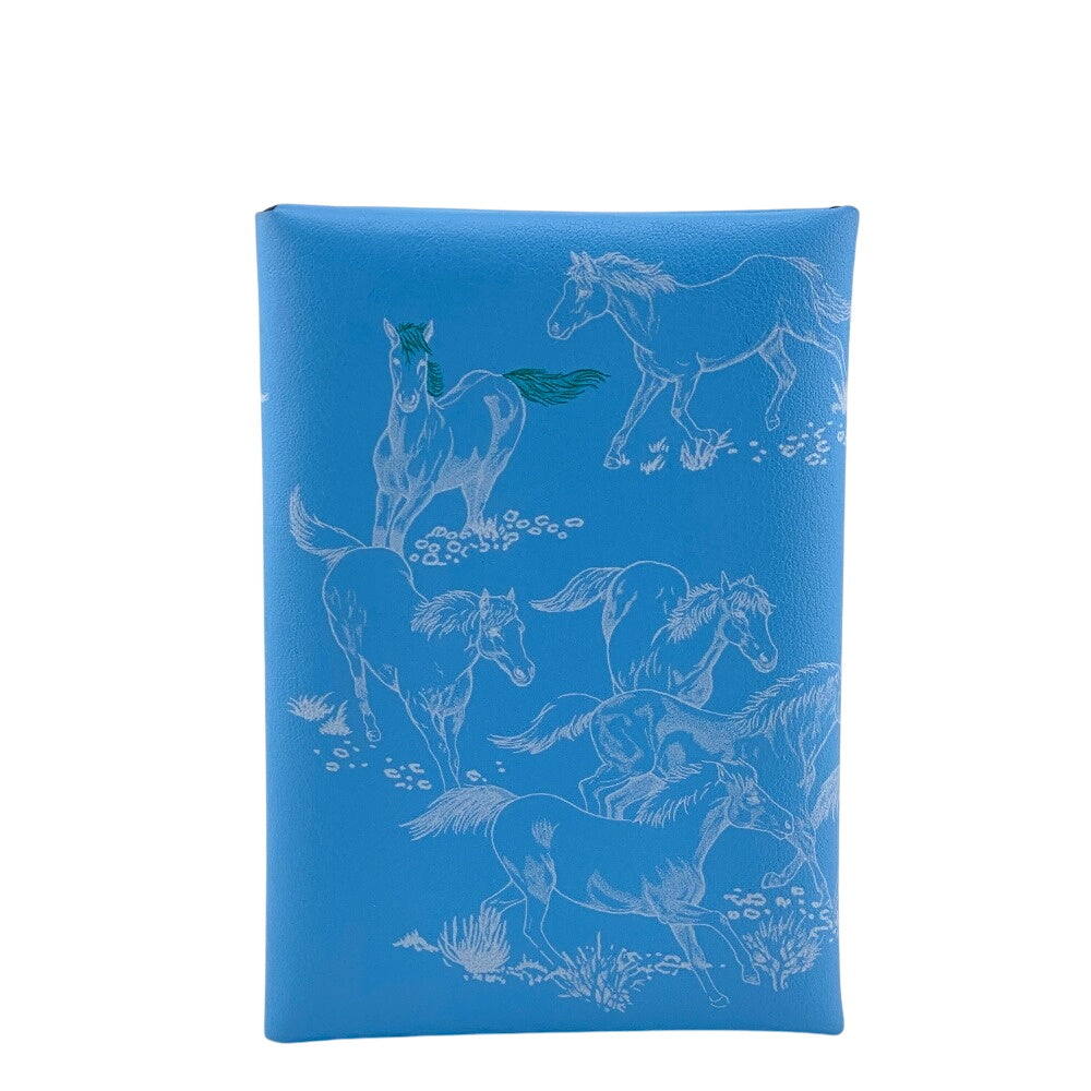HERMES Earring Vaux Swift blue Hose Pattern Calvi duo Women(Unisex)