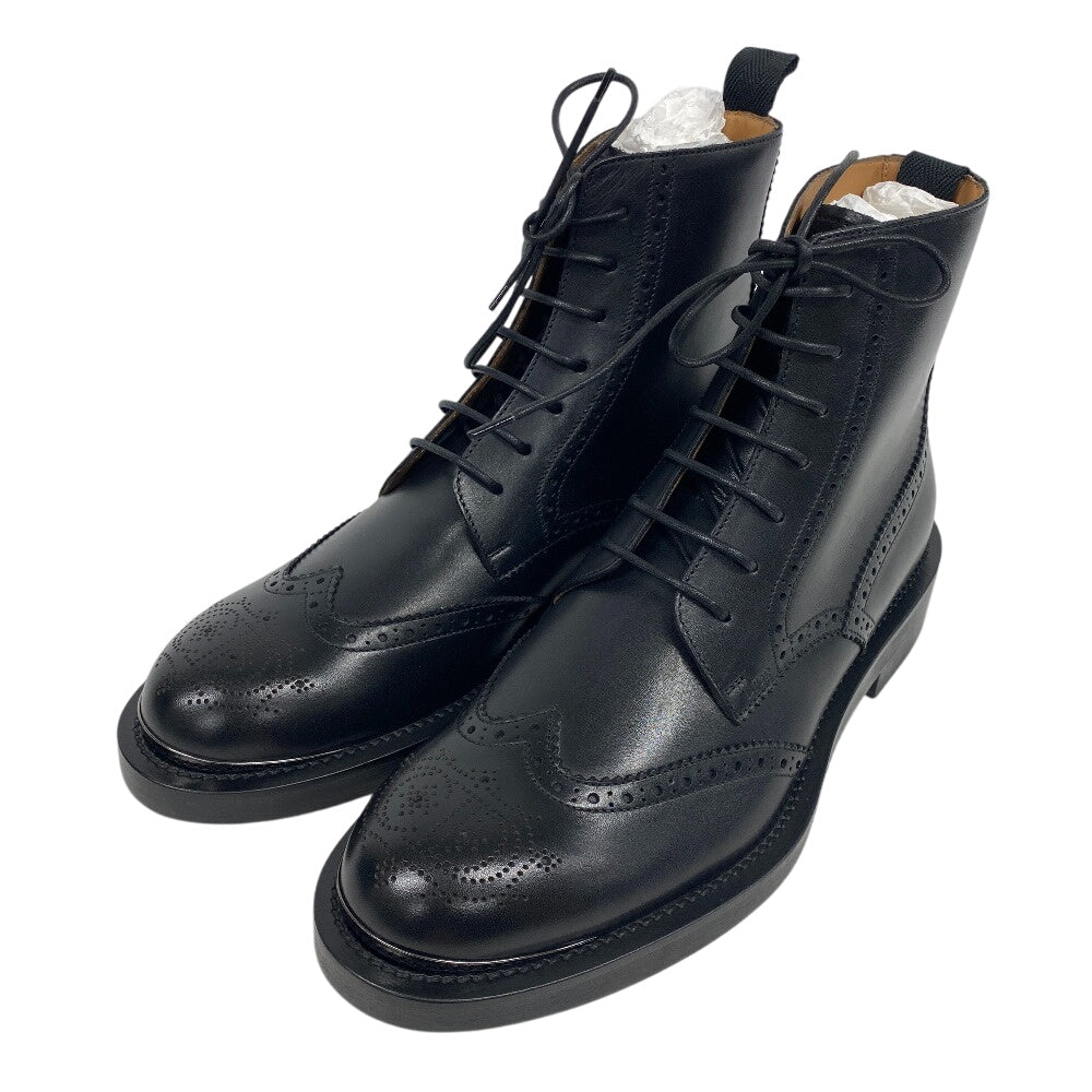 Christian Dior boots leather black short boots CD logo punching Evidence mens 41 1/2