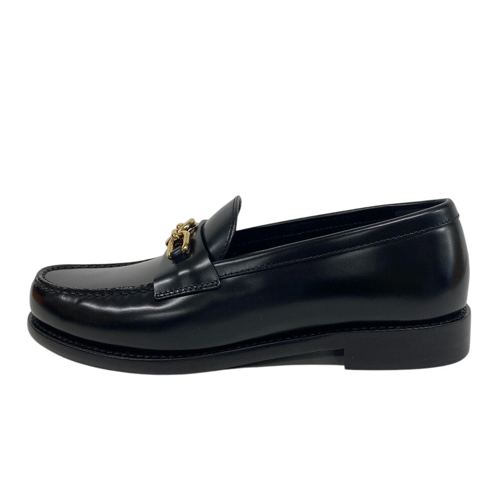 LOUIS VUITTON loafers leather black LV Circle Logo Chain Orsay Line Women 36 1/2