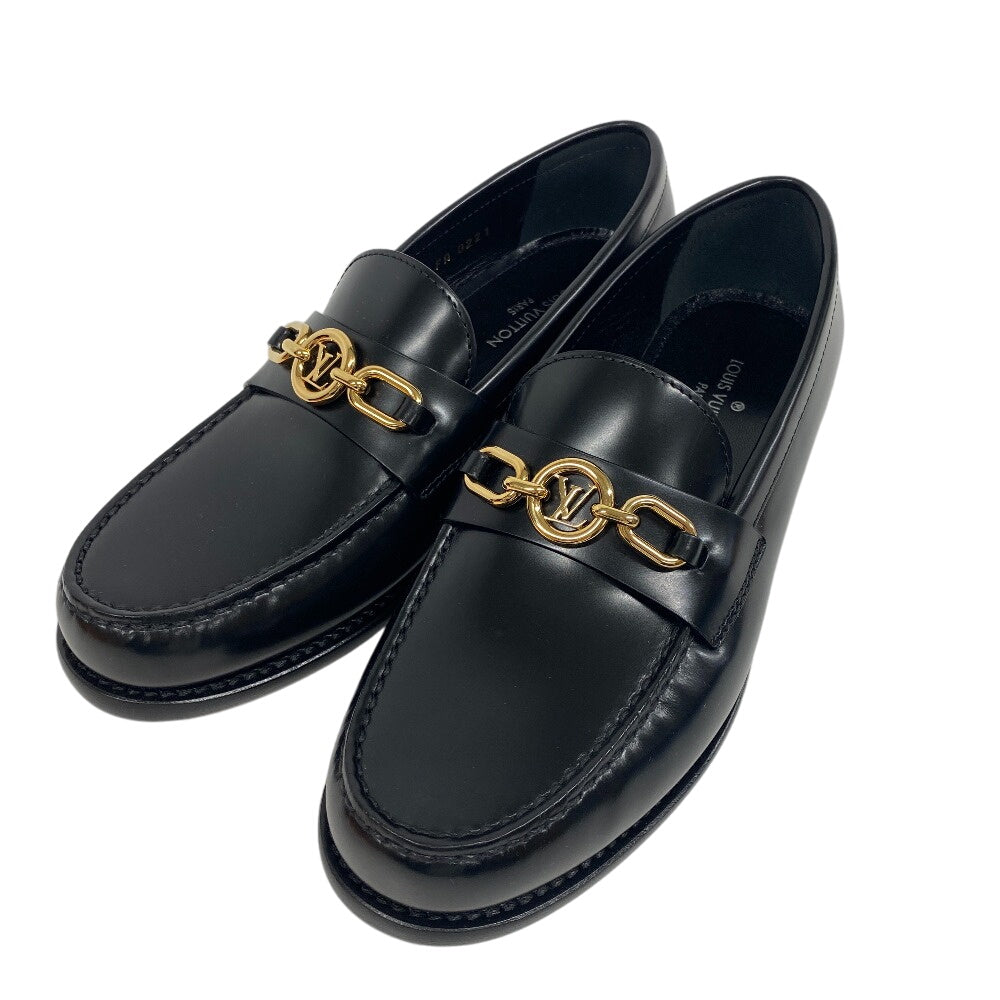 LOUIS VUITTON loafers leather black LV Circle Logo Chain Orsay Line Women 36 1/2