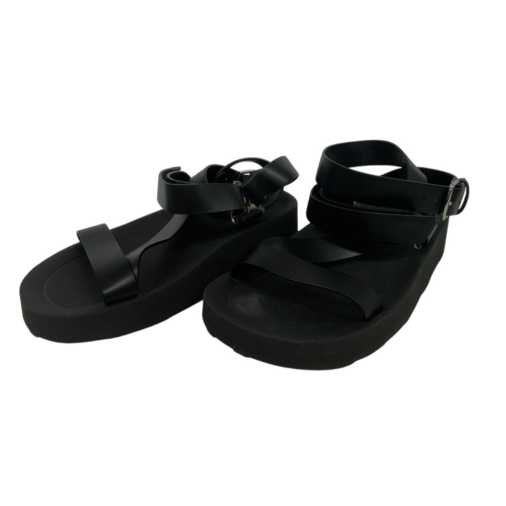 HERMES Sandals leather black velcro strap Enid Women 35
