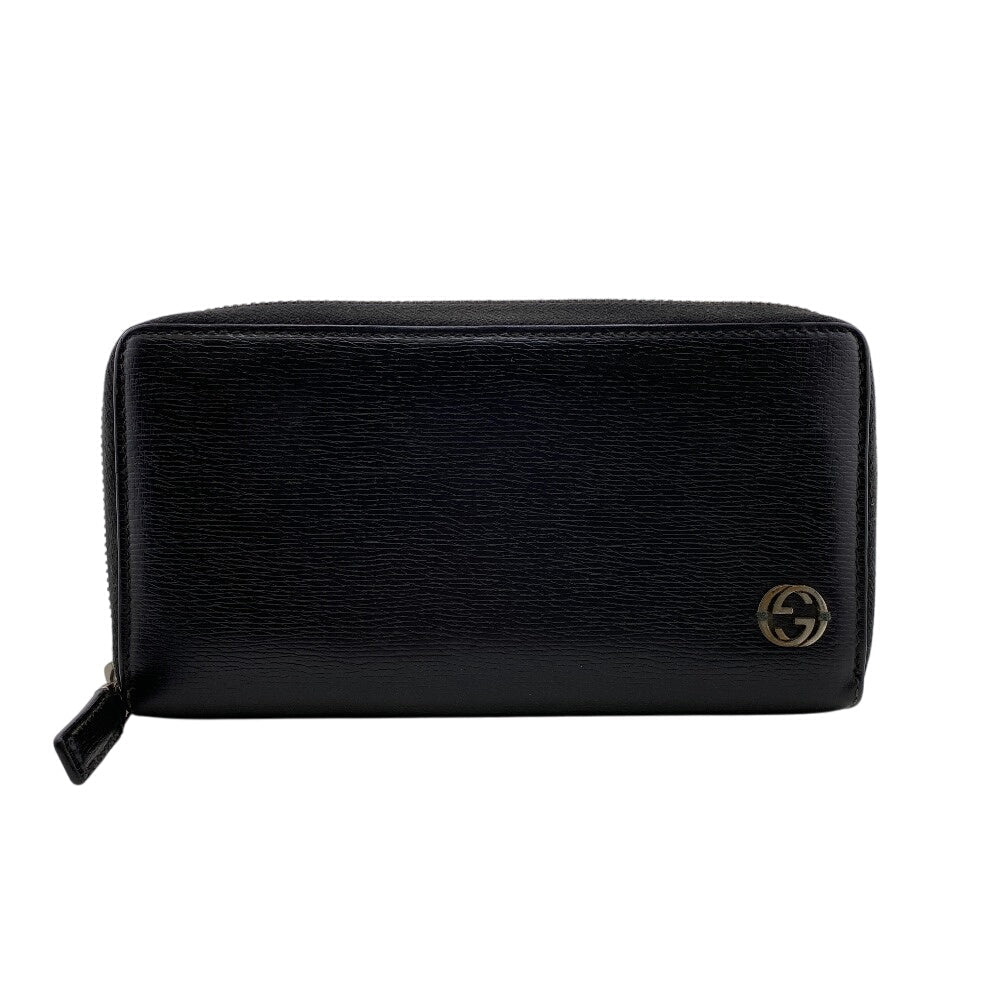 GUCCI Long Wallet Purse 408801 leather black Interlocking G