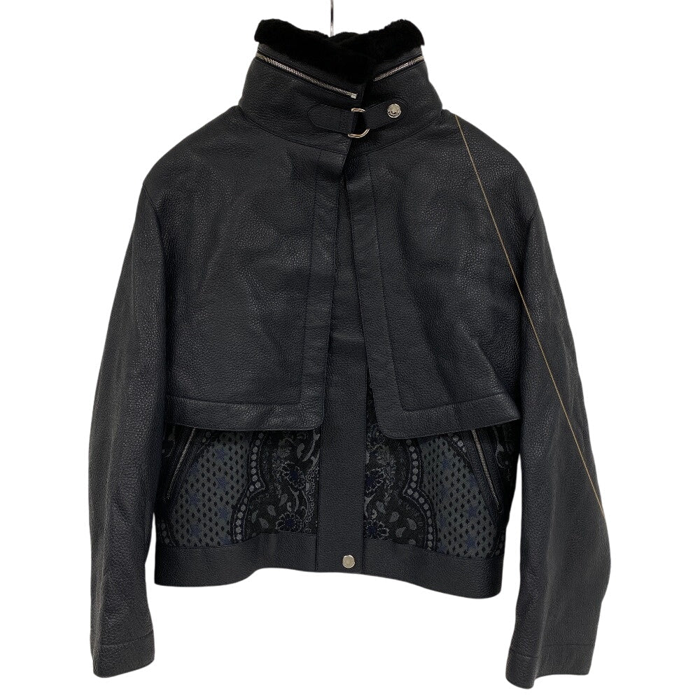 HERMES Riders jacket Sheepskin, Cashmere black liner vest mens 34