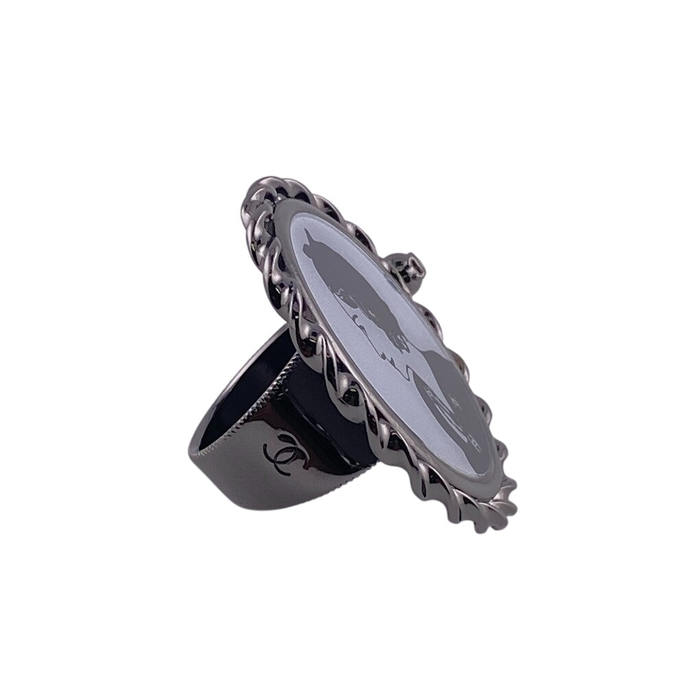 CHANEL Ring metal black Mademoiselle COCO Mark Women