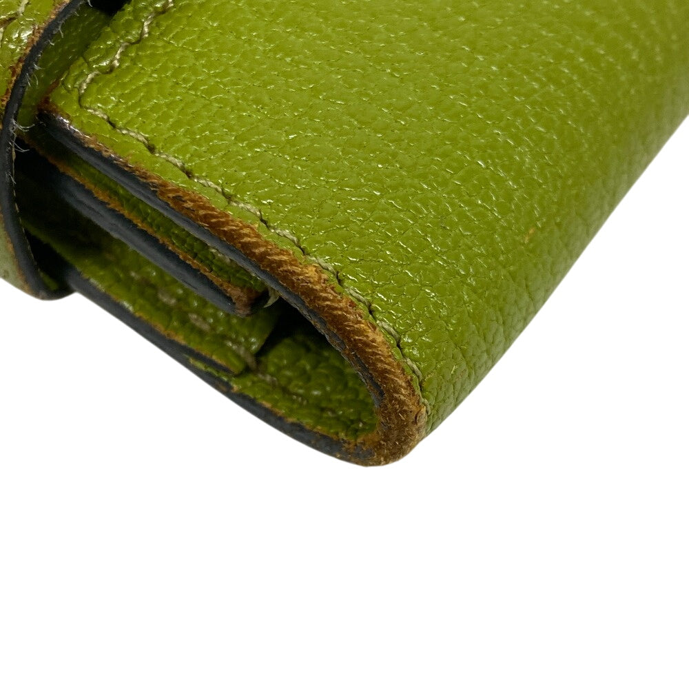 HERMES Long Wallet Purse leather Chevre Anise Green Turn lock Kelly wallet Women
