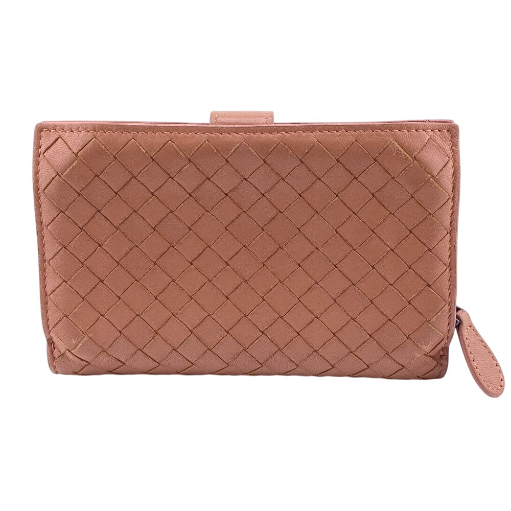 BOTTEGAVENETA Bifold Wallet leather pink Zip Around INTRECCIATO Women