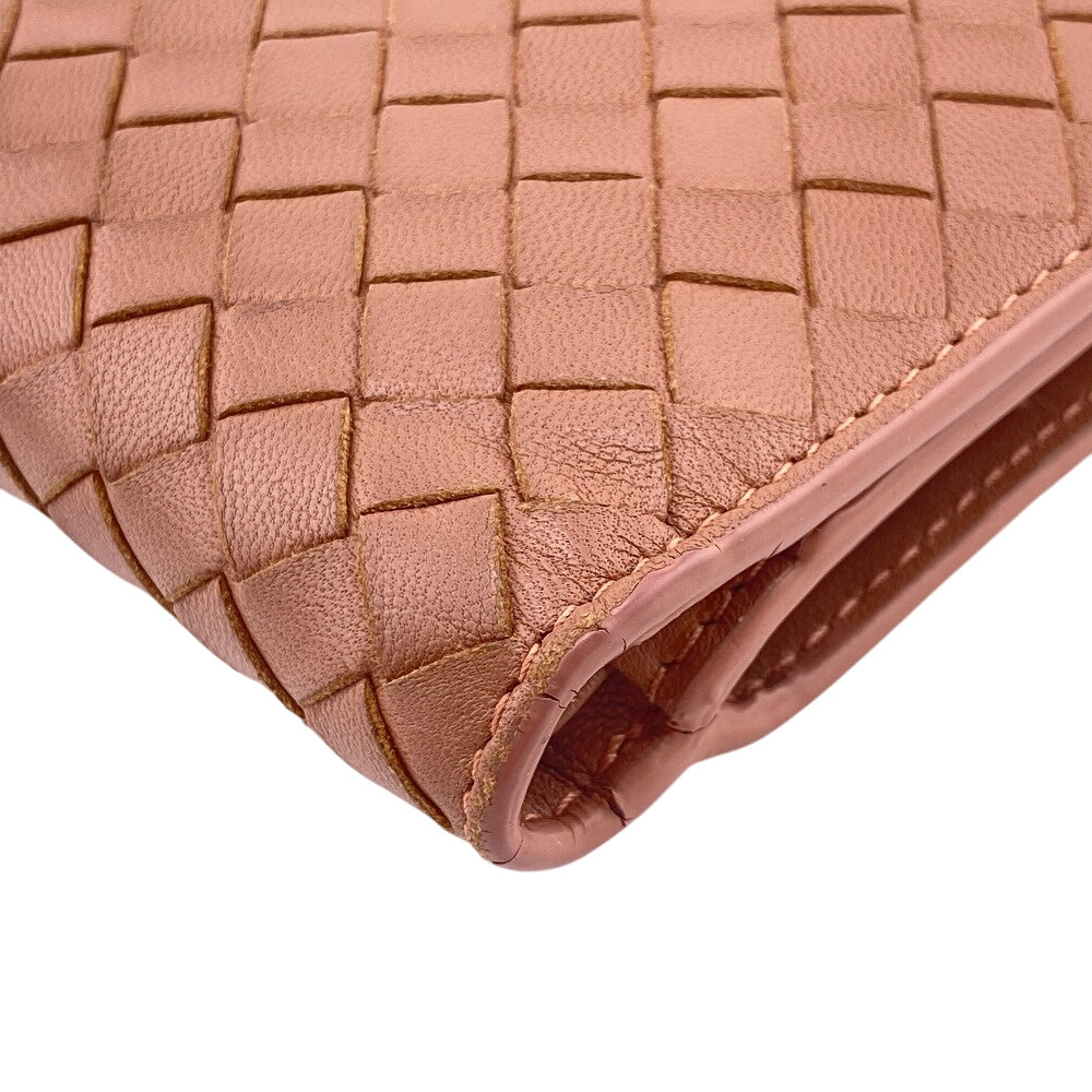 BOTTEGAVENETA Bifold Wallet leather pink Zip Around INTRECCIATO Women