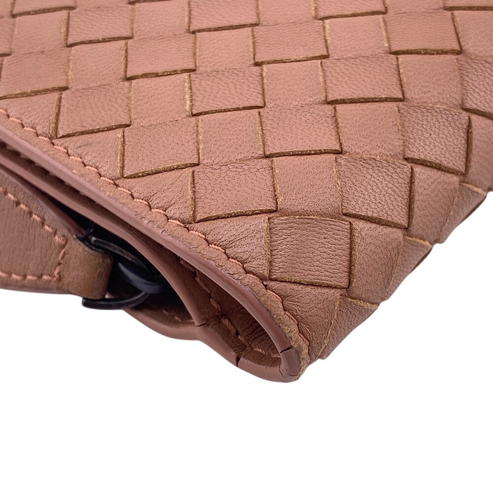 BOTTEGAVENETA Bifold Wallet leather pink Zip Around INTRECCIATO Women