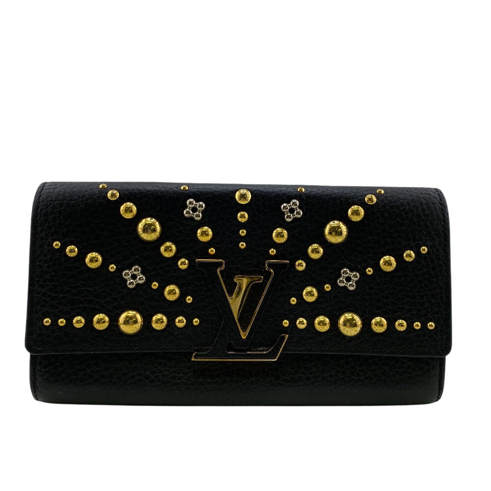 LOUIS VUITTON Long Wallet Purse M63461 Taurillon Clemence black Capusine