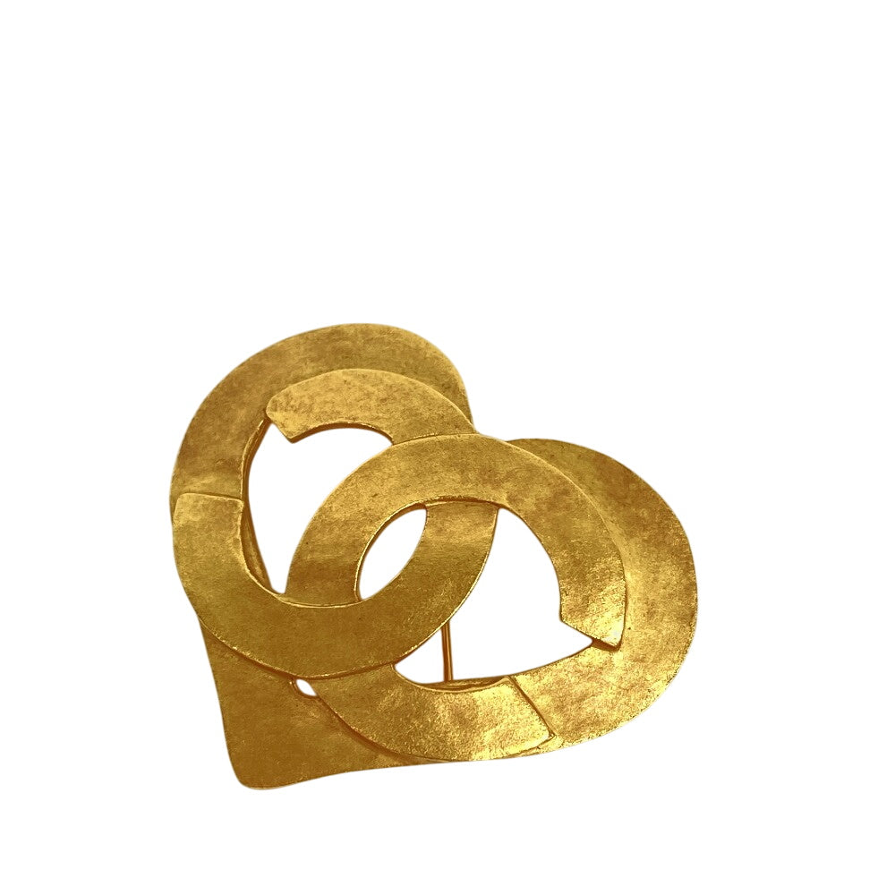 CHANEL Brooch Gold Plated gold COCO Mark Heart