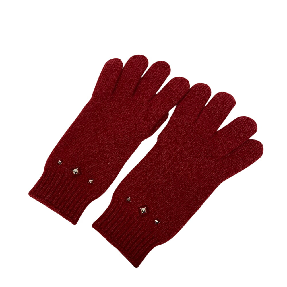 HERMES gloves Cashmere, Wool Red Studs Darling Women M