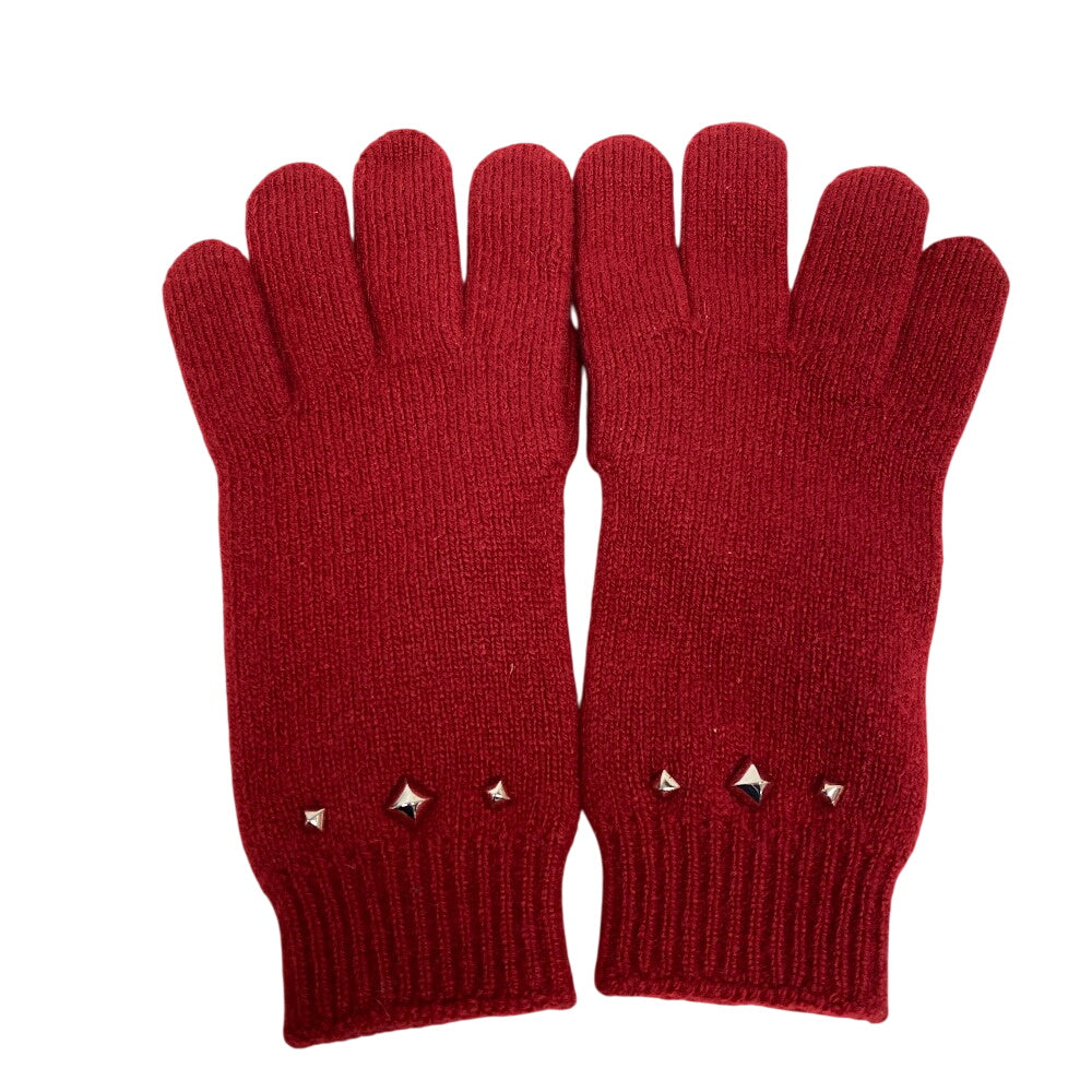HERMES gloves Cashmere, Wool Red Studs Darling Women M