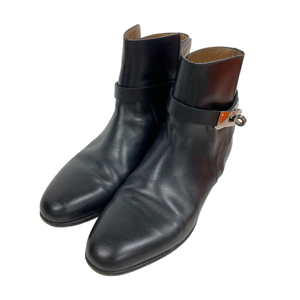 HERMES boots leather black short boots Kelly Metal Neo Women 36