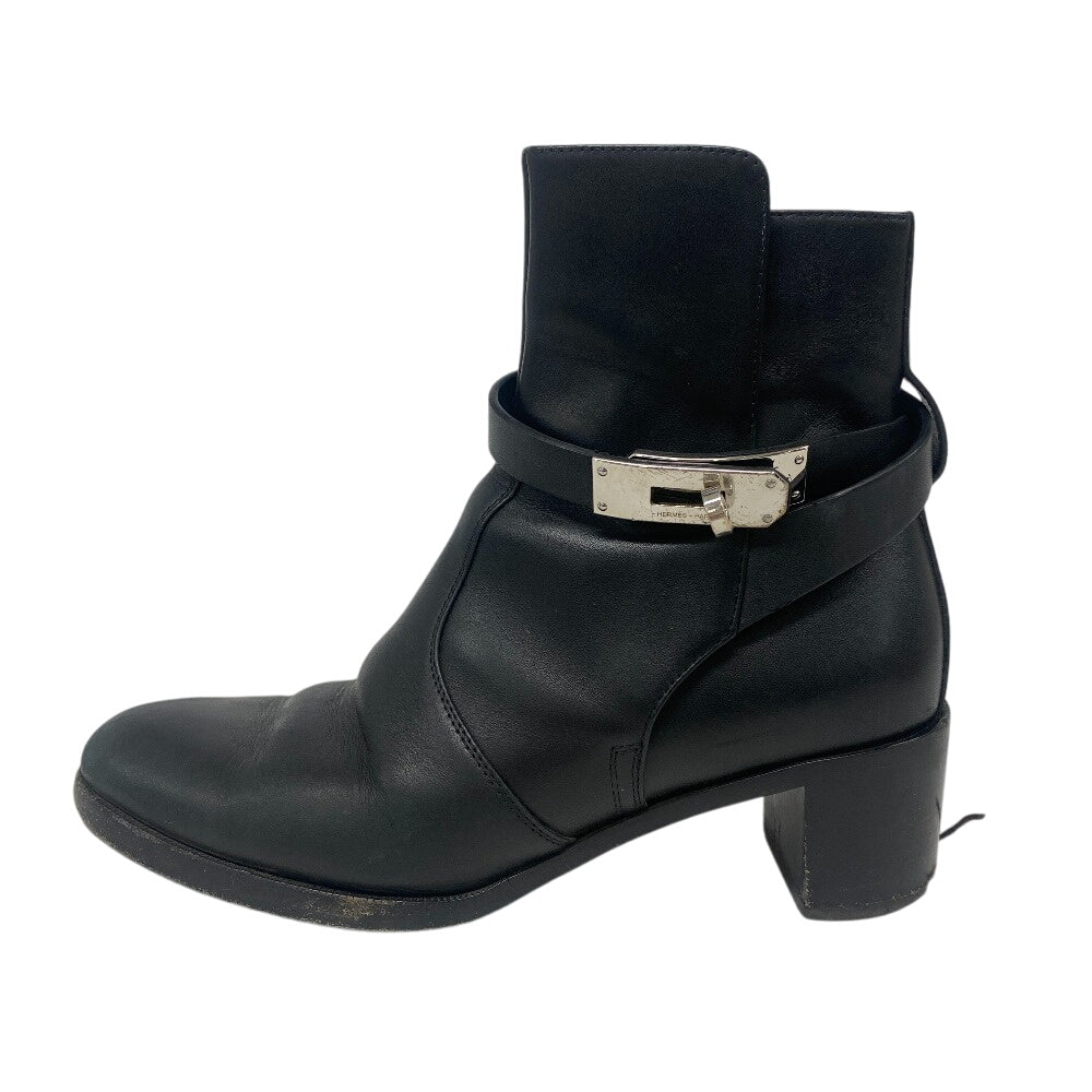HERMES boots leather black frenchie Women 35 1/2