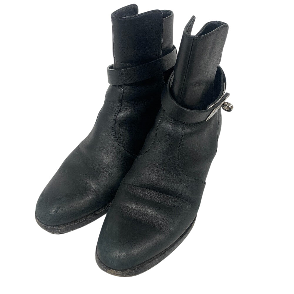HERMES boots leather black frenchie Women 35 1/2