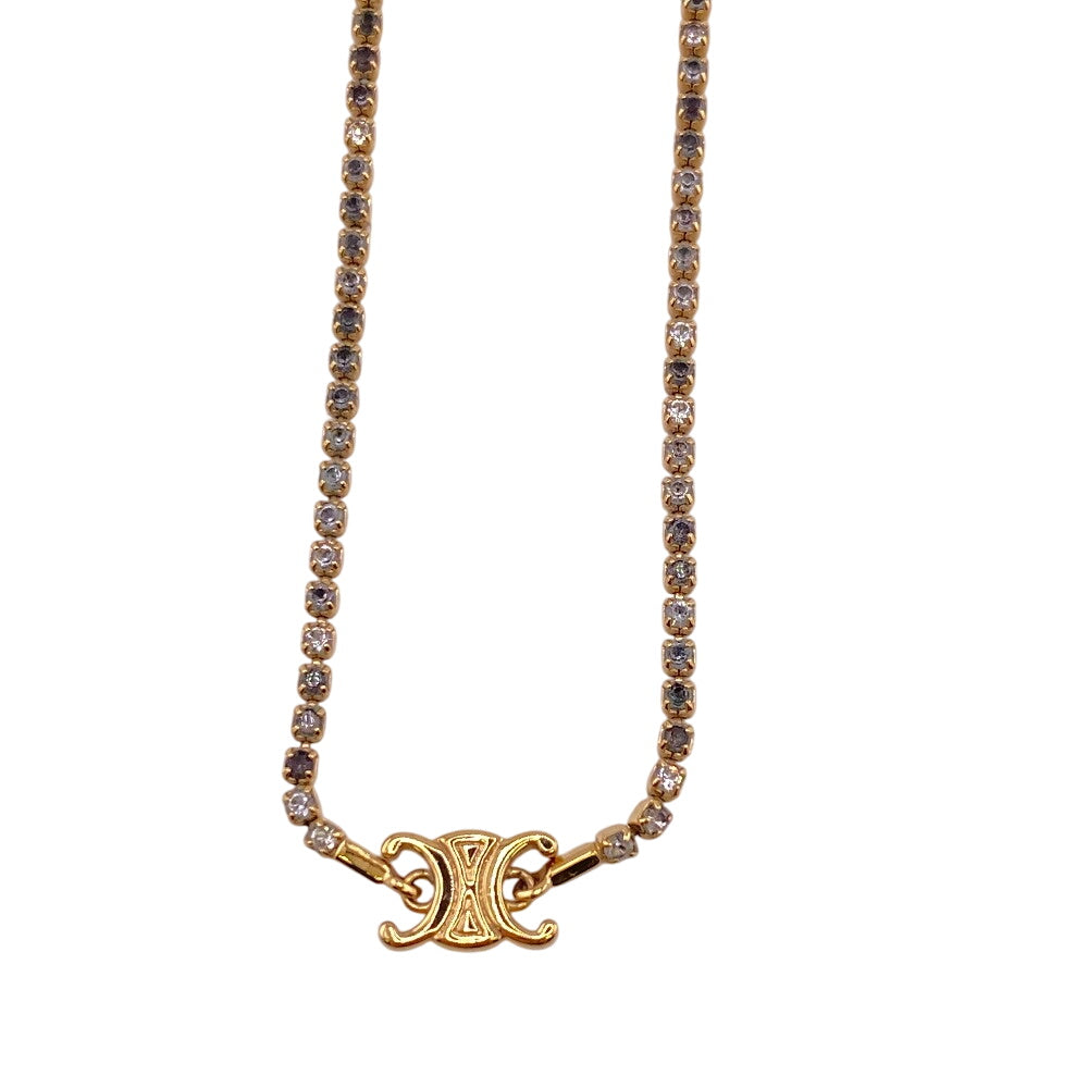 CELINE Necklace Metal, Stone gold Triomphe Sparkle Women