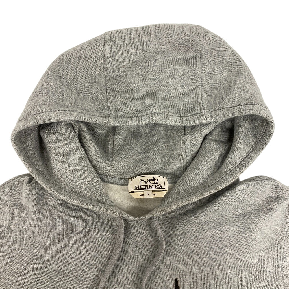 HERMES Hoodie cotton gray Super H mens L