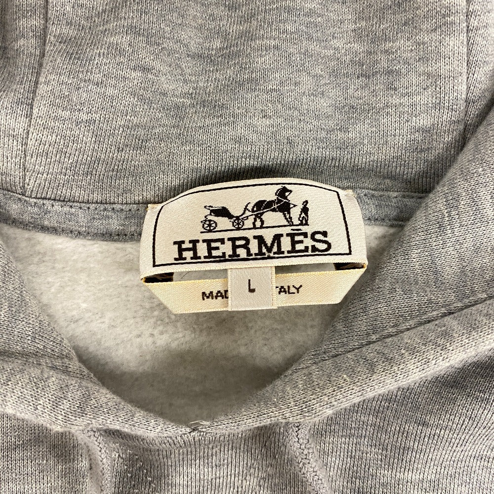 HERMES Hoodie cotton gray Super H mens L