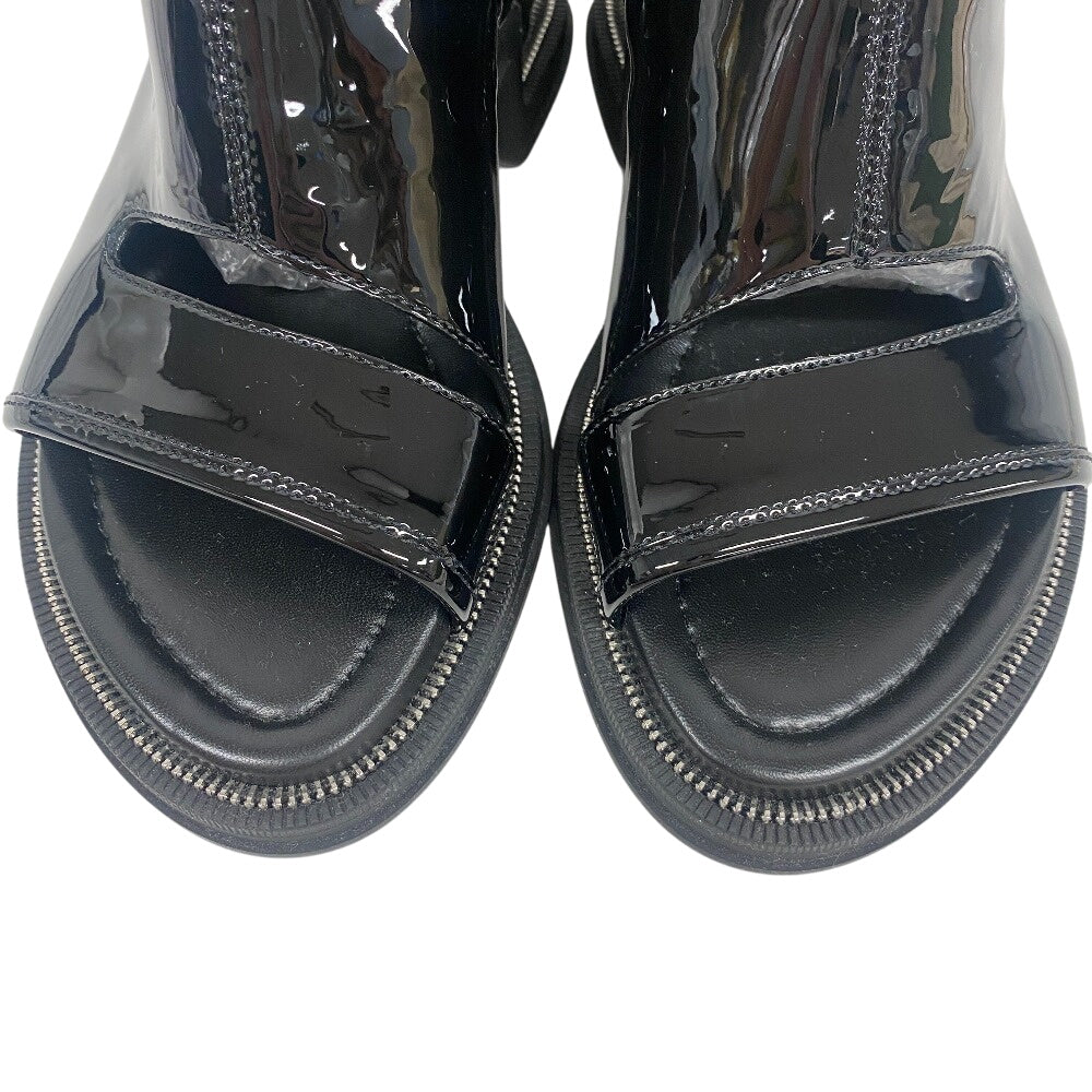 LOUIS VUITTON boots NL1221 Patent leather black Short boots open toe Moonlight Line LV Circle Logo Women 37