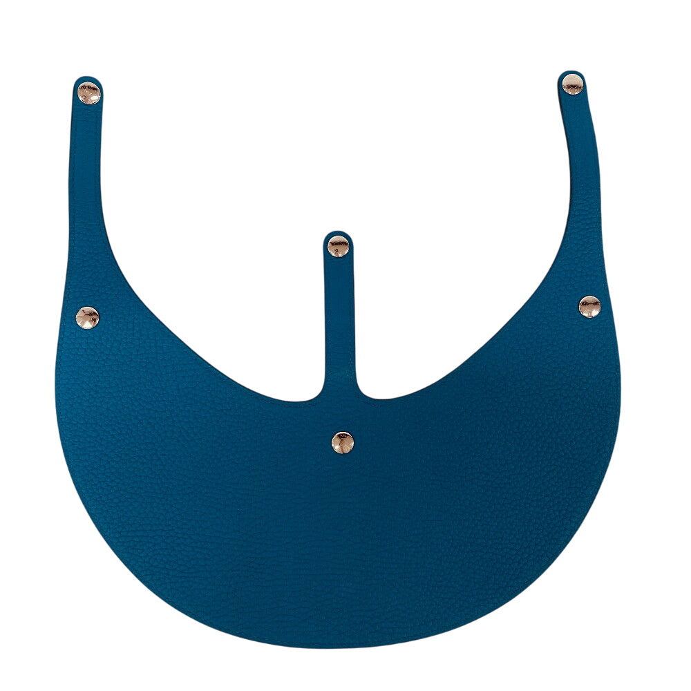 HERMES Sun visor leather blue reversible Women