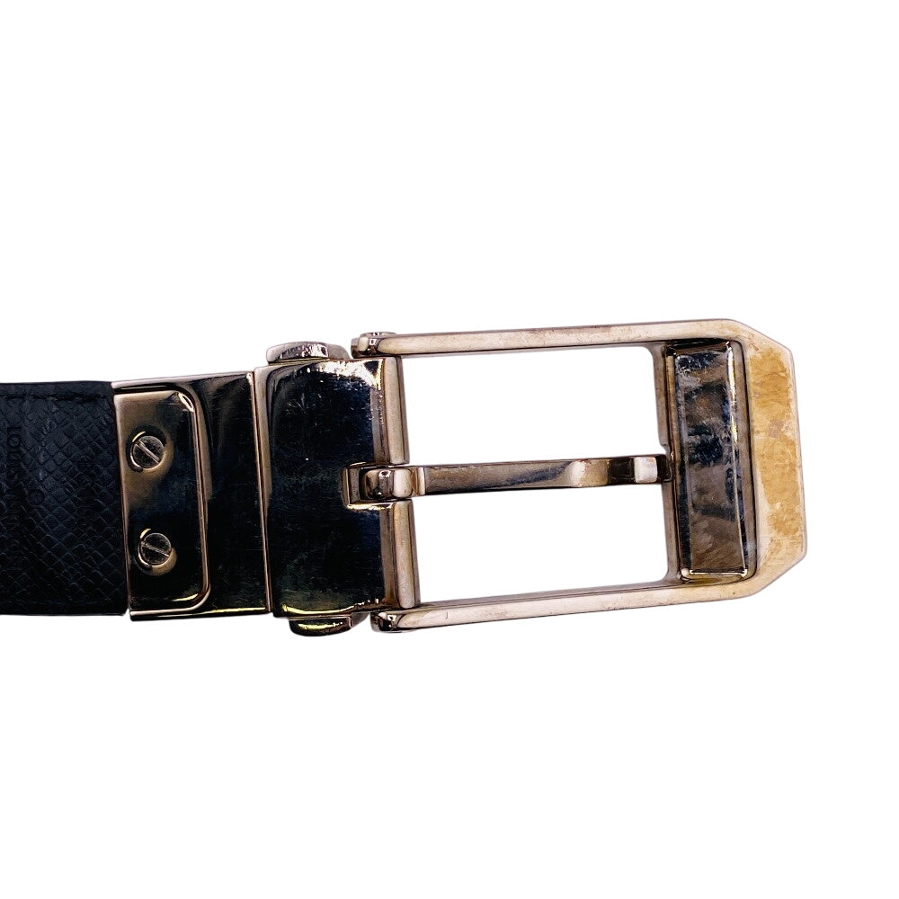 LOUIS VUITTON belt M6834 leather black Saintur Damier Grafitte mens 85/34