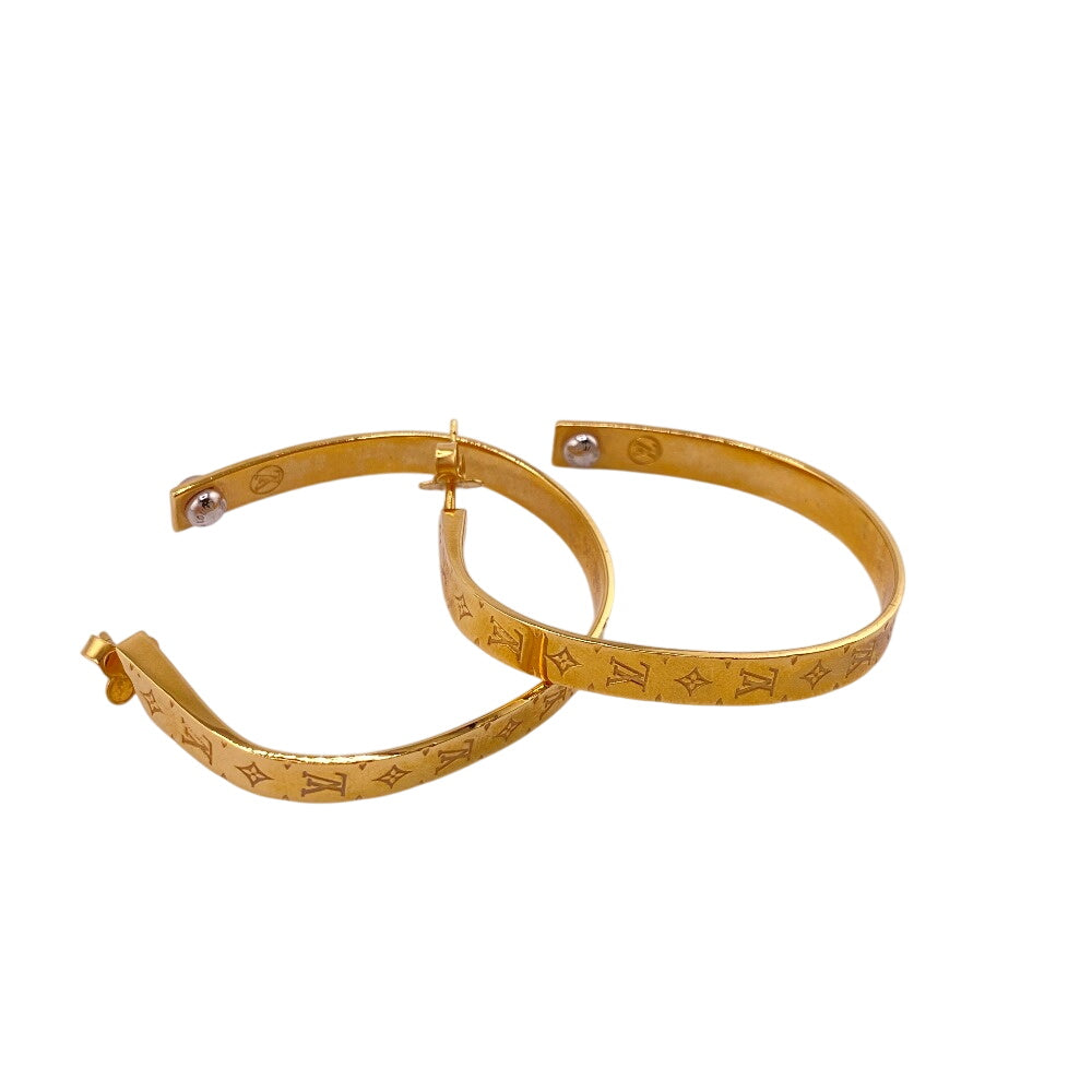 LOUIS VUITTON Pierce M00220 Gold Plated gold Hoop Pierce Monogram Women