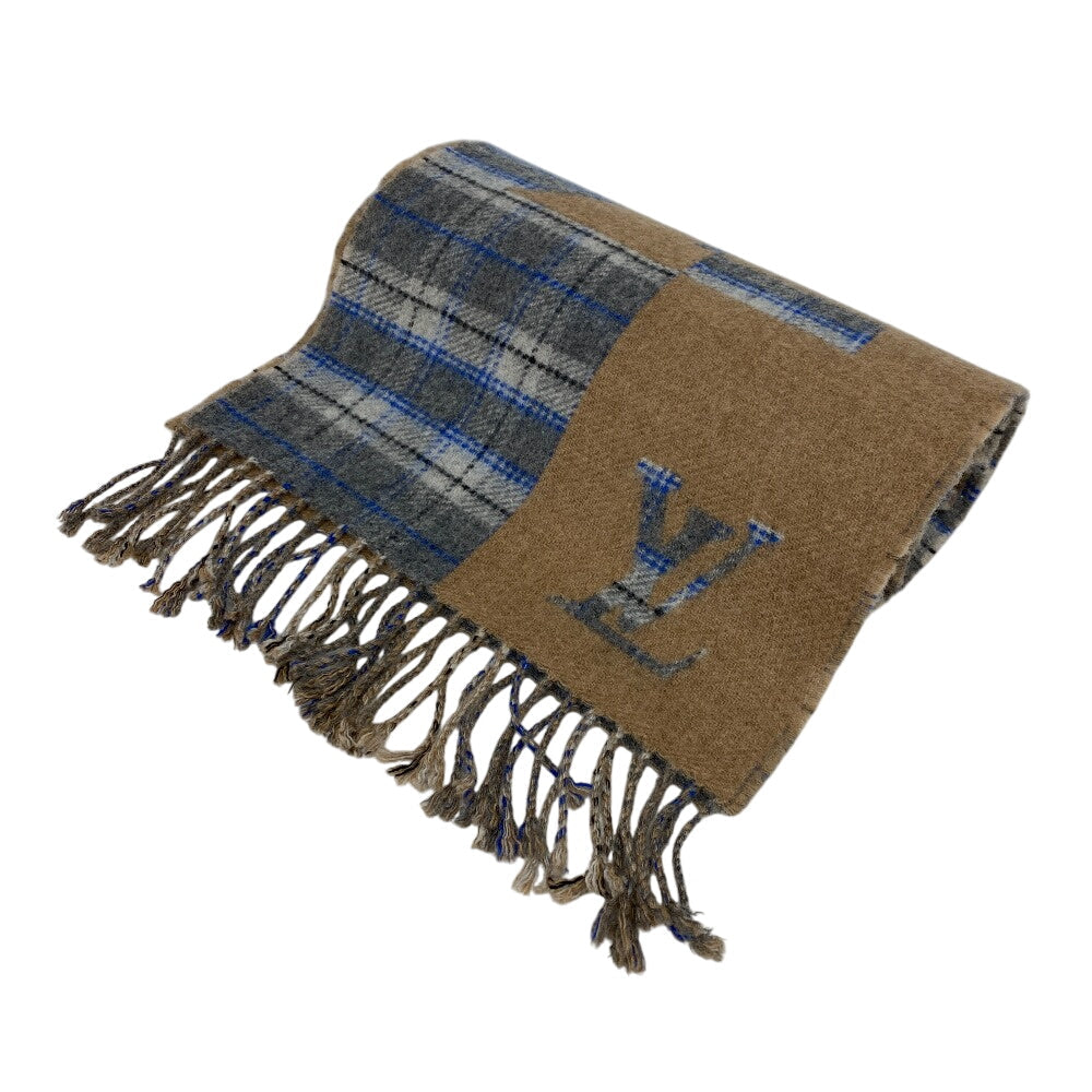 LOUIS VUITTON Scarf Cashmere, Wool beige Escalp Check with Louis mens(Unisex)