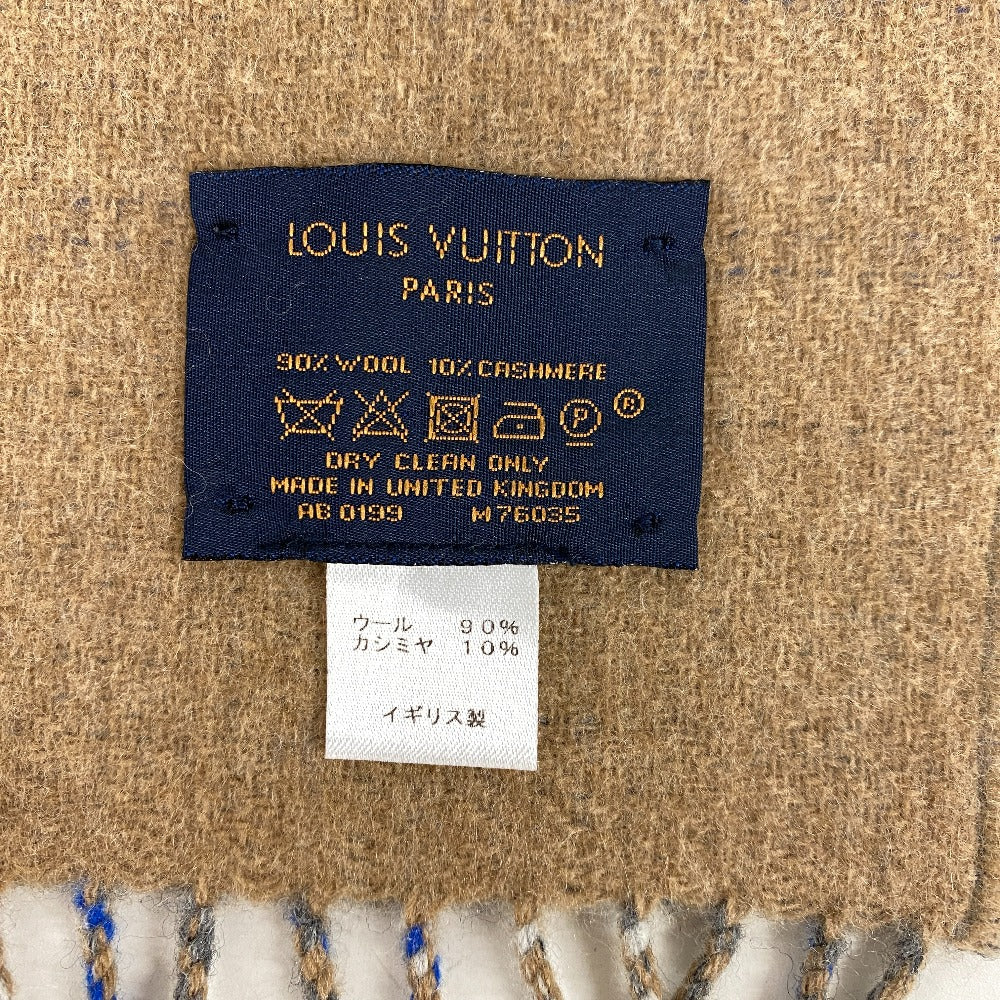 LOUIS VUITTON Scarf Cashmere, Wool beige Escalp Check with Louis mens(Unisex)
