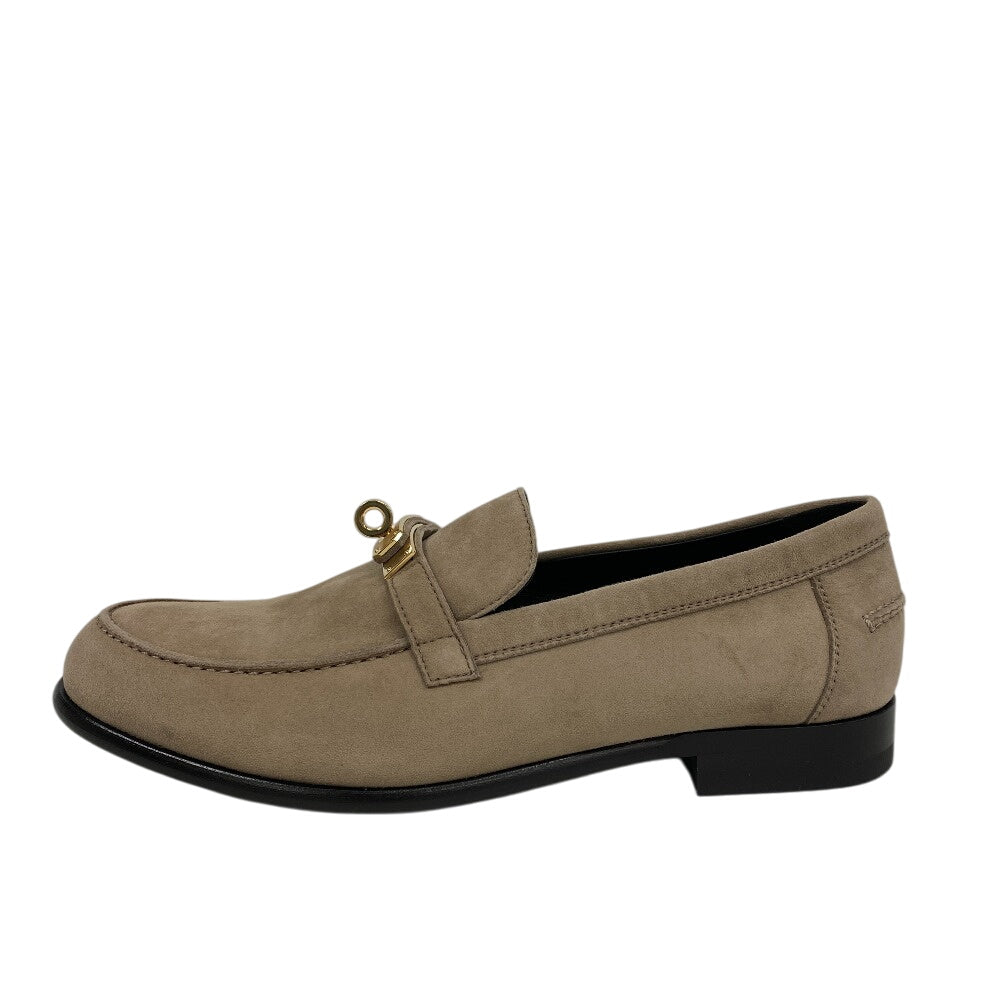 HERMES loafers suede beige Kelly Metal Desting Women 38.5
