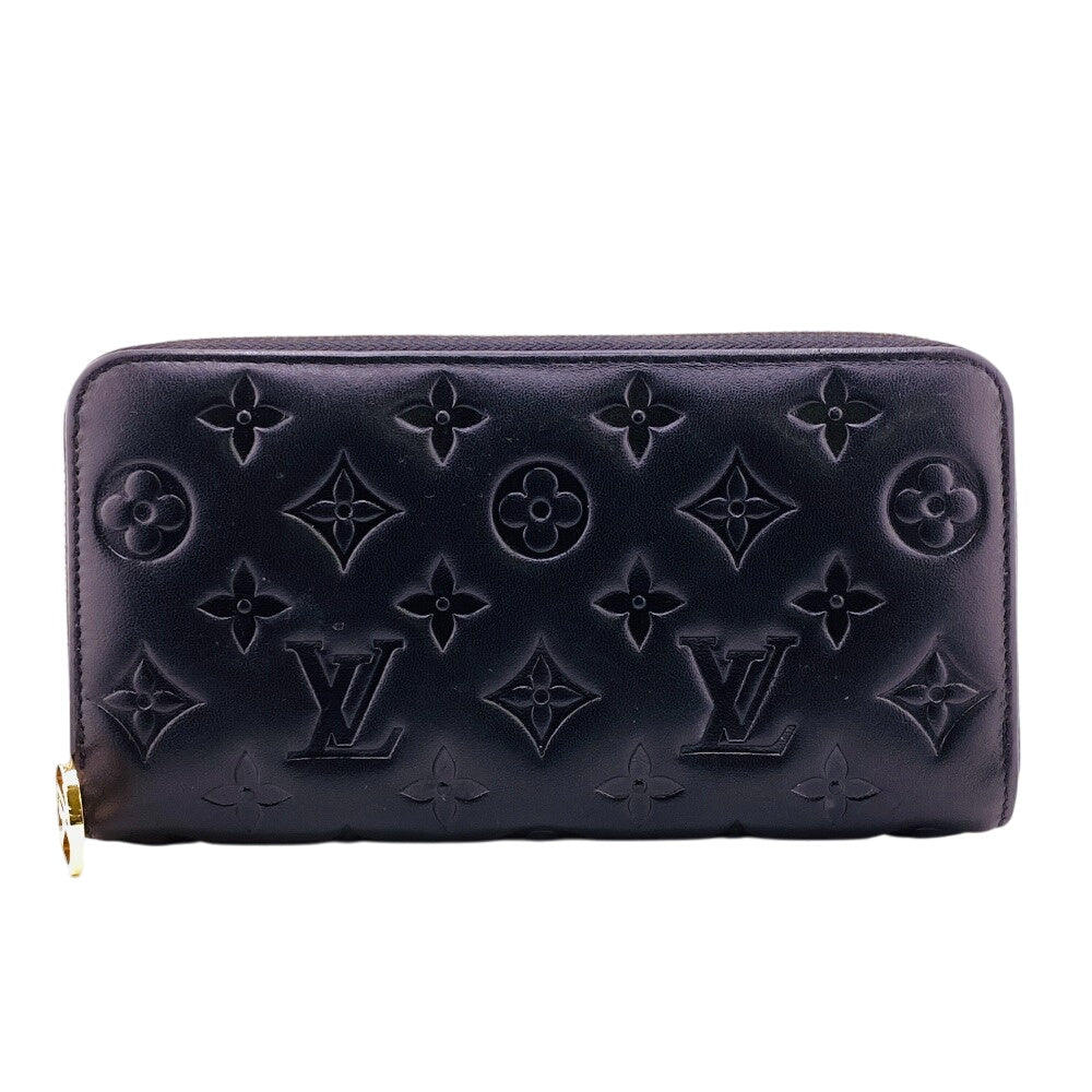 LOUIS VUITTON Long Wallet Purse M68382 Lambskin, Monogram Embossed black LV