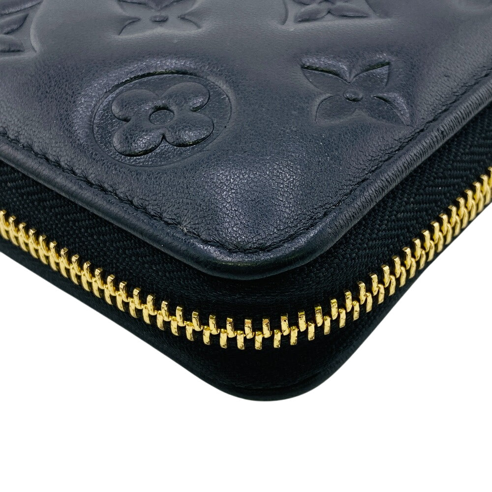LOUIS VUITTON Long Wallet Purse M68382 Lambskin, Monogram Embossed black LV Women(Unisex)