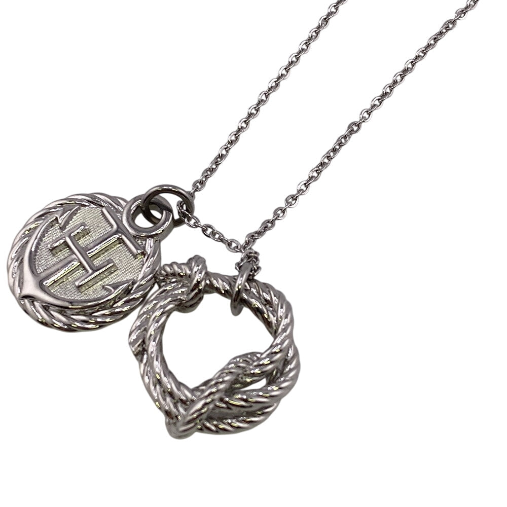 HERMES Necklace metal Silver cordage rope Women(Unisex)
