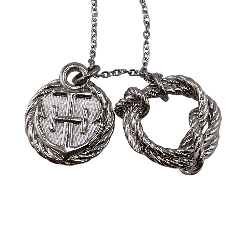 HERMES Necklace metal Silver cordage rope Women(Unisex)