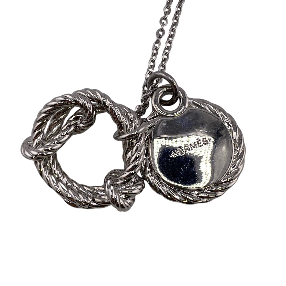 HERMES Necklace metal Silver cordage rope Women(Unisex)
