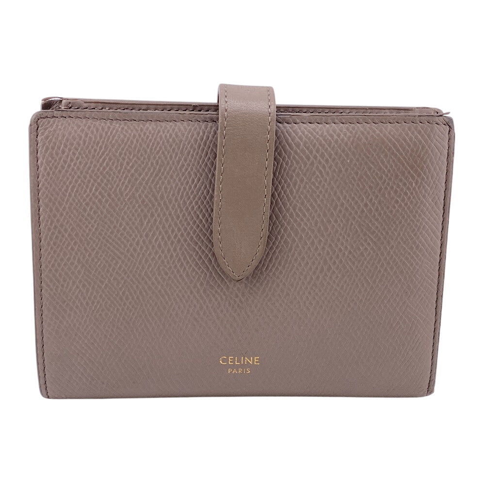 CELINE Bifold Wallet leather beige strap medium Women