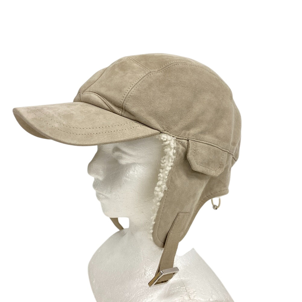 LOUIS VUITTON cap M7247A Sheepskin, Shearling beige Shearing Cashew Flower mens(Unisex)