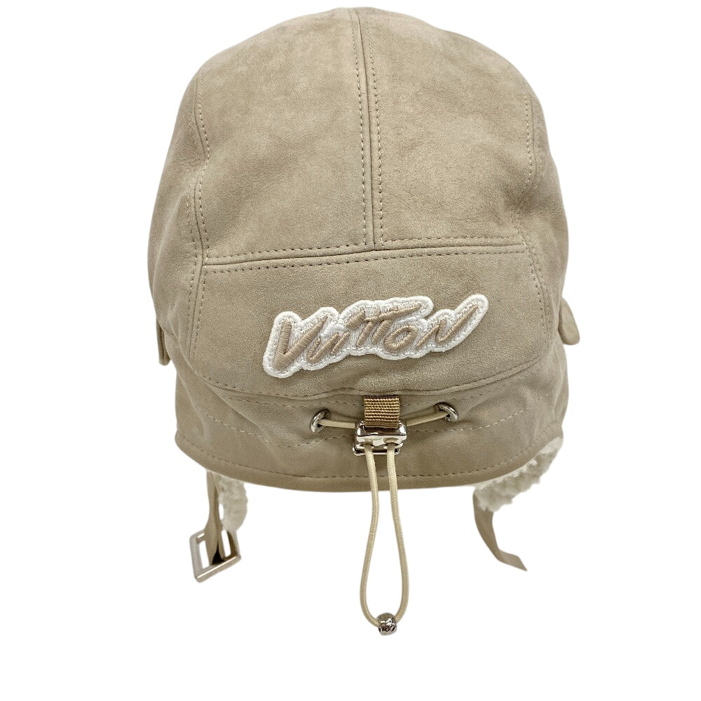 LOUIS VUITTON cap M7247A Sheepskin, Shearling beige Shearing Cashew Flower mens(Unisex)