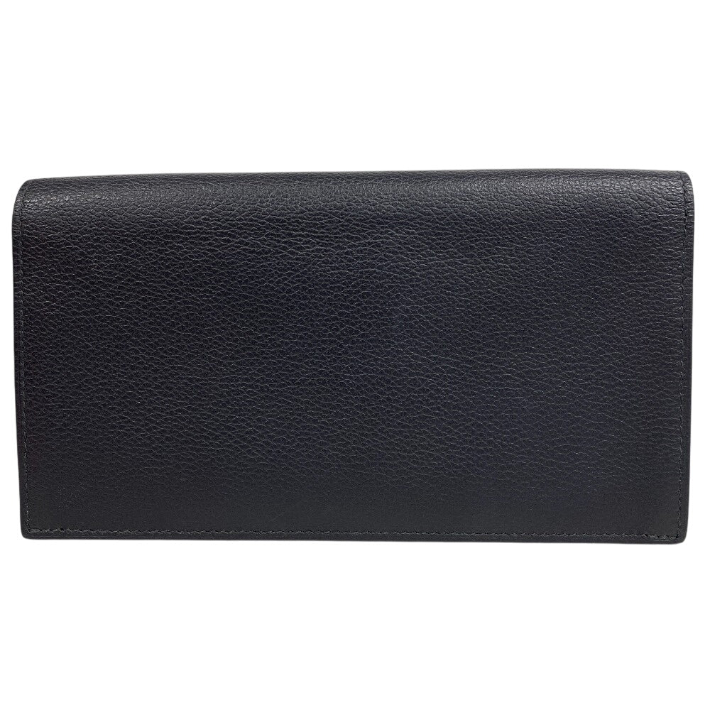 HERMES Long Wallet Purse leather black Citizen twill long mens