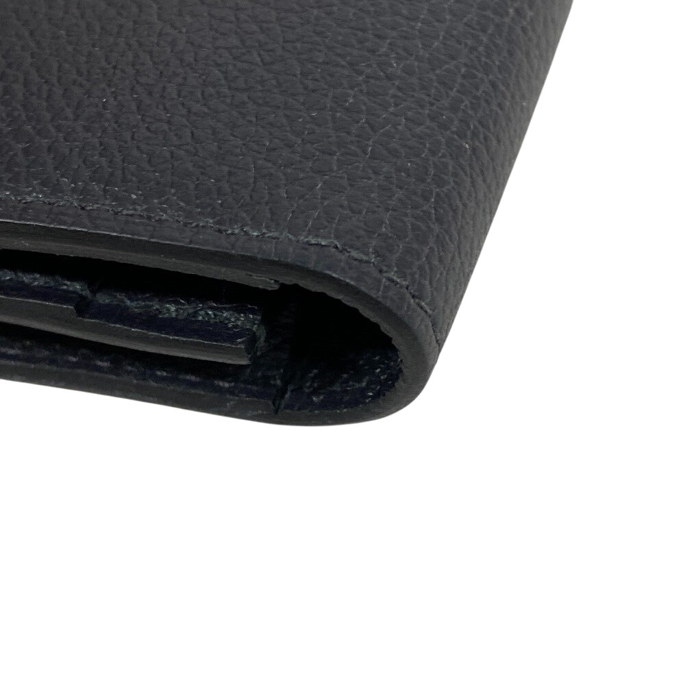 HERMES Long Wallet Purse leather black Citizen twill long mens