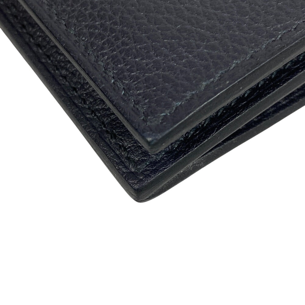 HERMES Long Wallet Purse leather black Citizen twill long mens