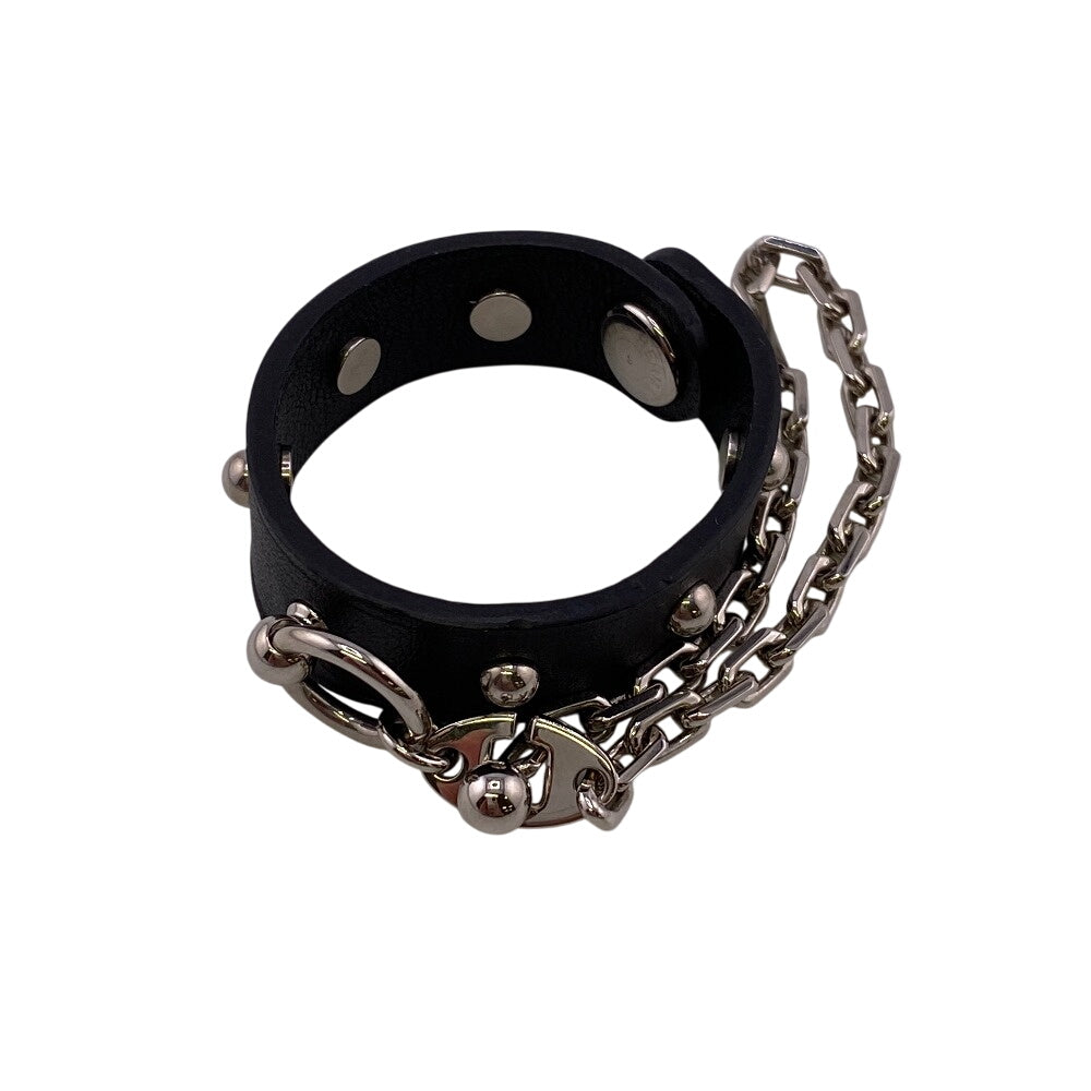 HERMES Other accessories Gold Plated, Leather black Glove holder Serie button saddle mens(Unisex)