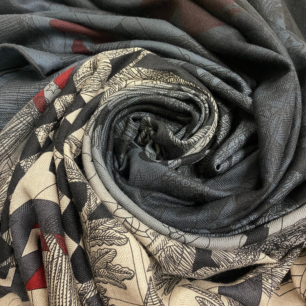 HERMES scarf Cashmere, Silk multicolor Carre140 Caregean Steeple Post Women
